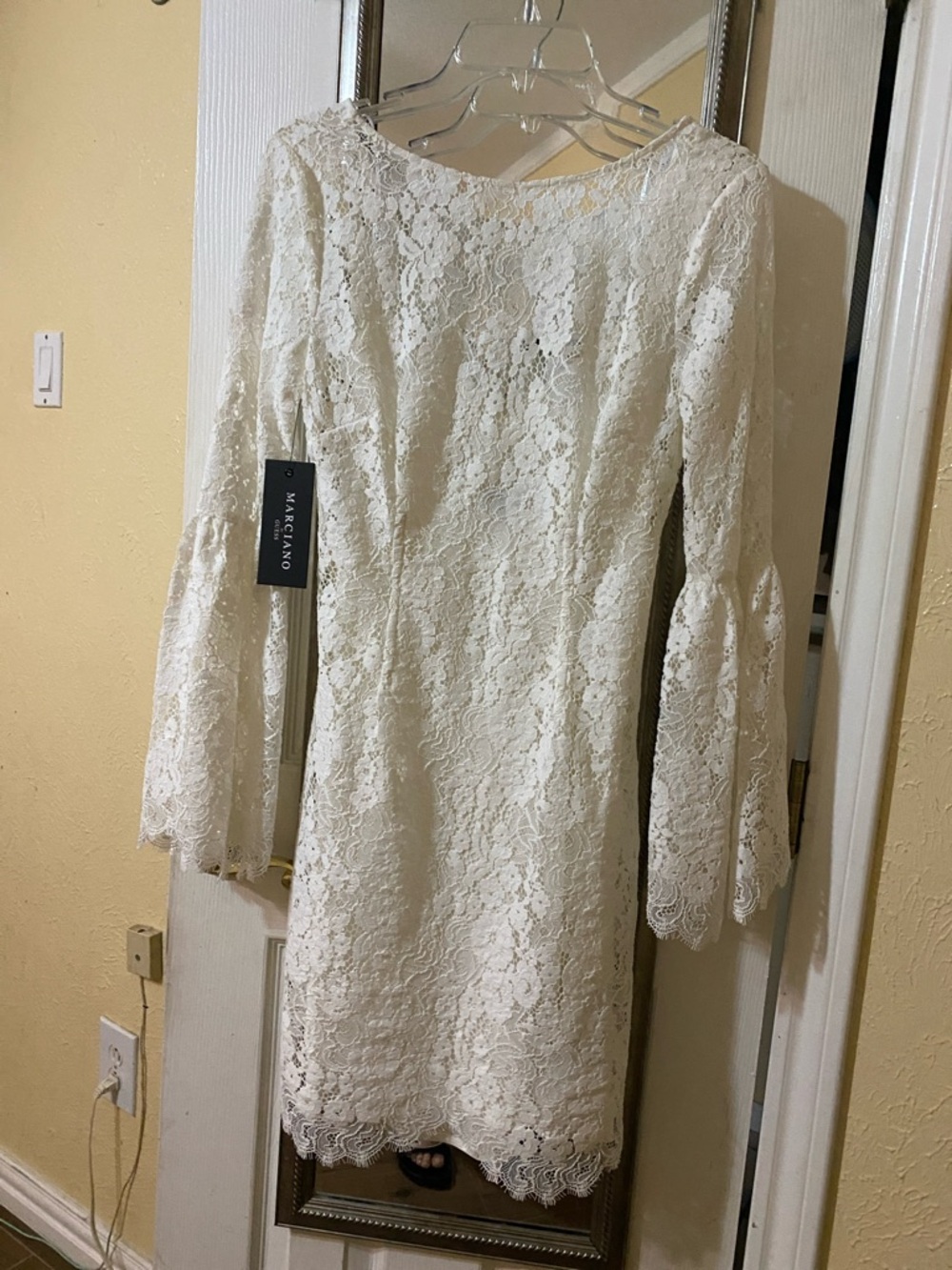 Marciano Pale Pearl Lace Shift Dress